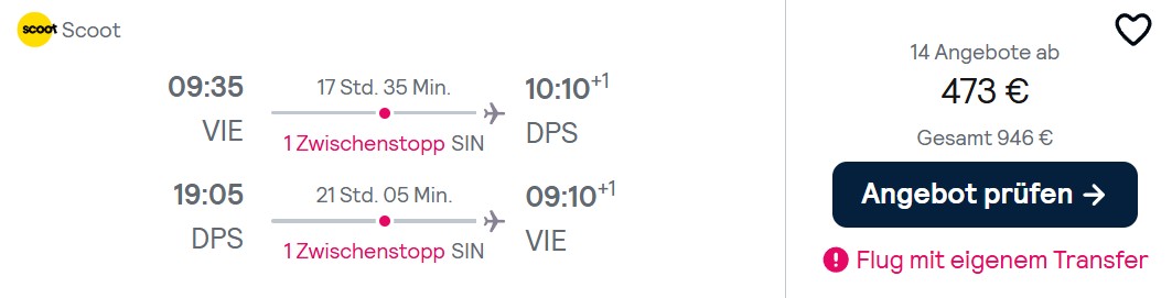 Bali Flug combi
