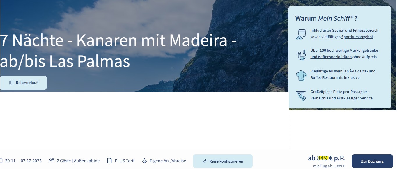 Kanaren Kreuzfahrt Schnäppchen