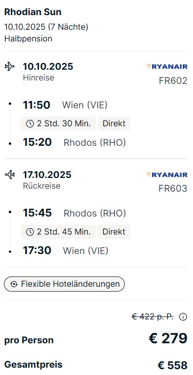 Rhodos Pauschalangebot