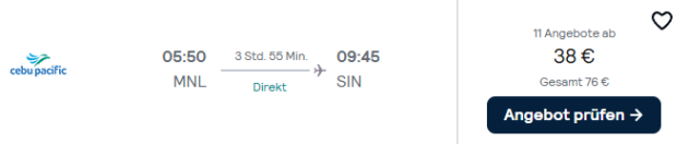 Singapur Flug Angebot