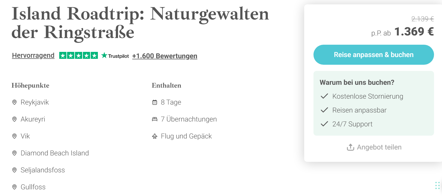 Island Reise Angebot