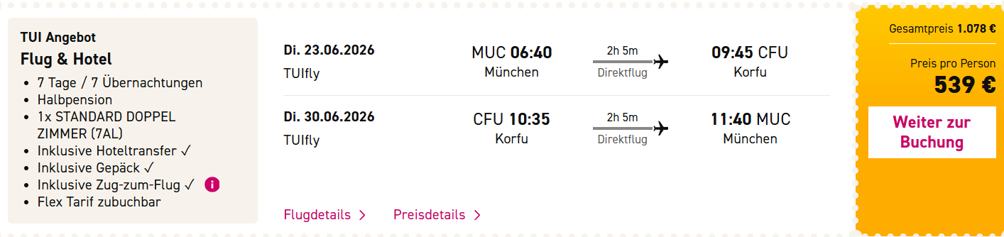 Korfu Reise Angebot