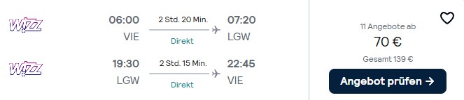 London Flug Schnäppchen