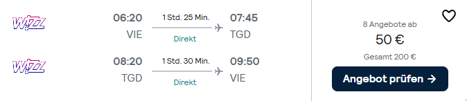 Montenegro Flug Angebot