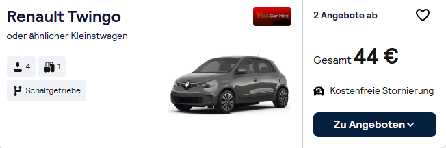 Portugal Mietwagen Angebot