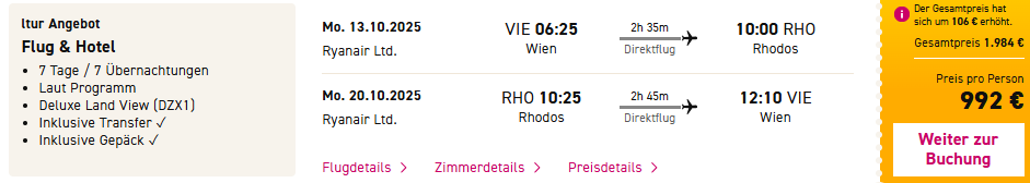Rhodos Pauschalangebot