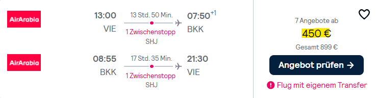 thailand flug angebot