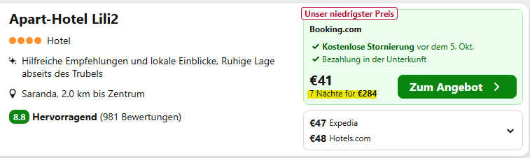 albanien hotel angebot