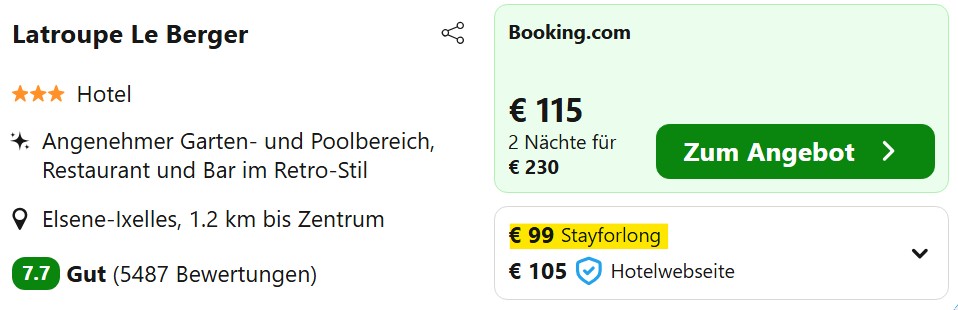 Brüssel Hotel kombi