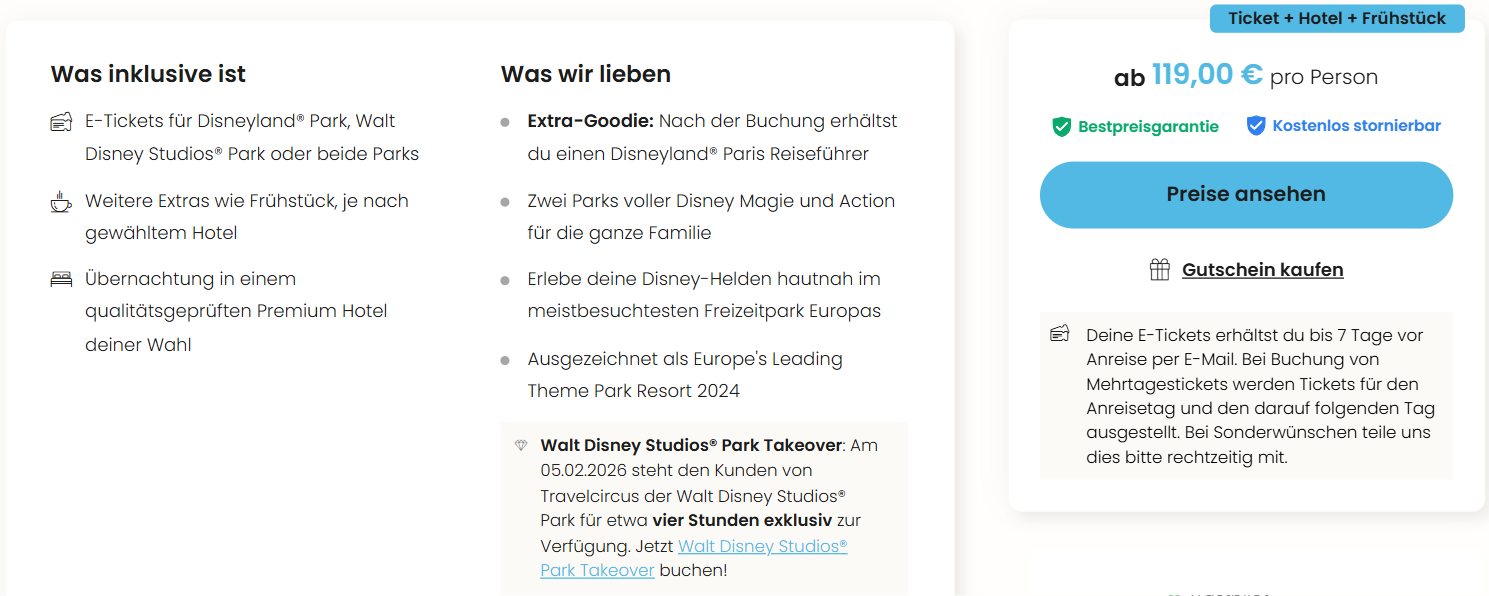 Disneyland Angebot