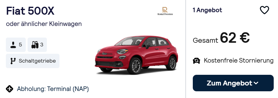 Italien Mietwagen Angebot