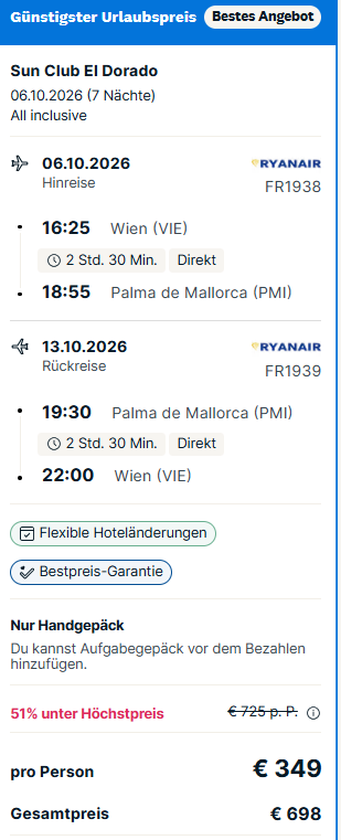 Mallorca Pauschalangebot