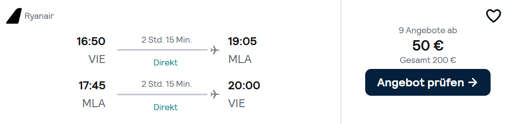 Malta Flug Angebot