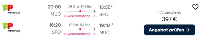 SFO MUC Flug Schnäppchen