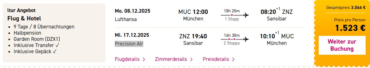 Sansibar pauschal Angebot