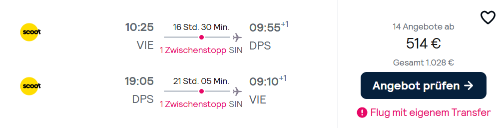 Bali Flug Angebot