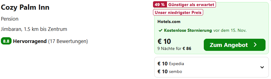 Bali Hotel Angebot