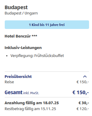Budapest Hotelschnäppchen