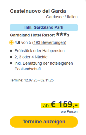 gardaland hotel angebot