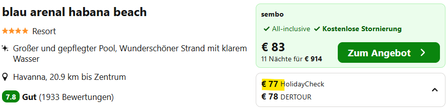 Kuba Hotel Angebot