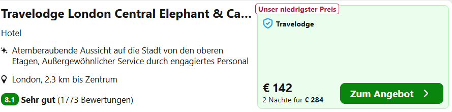 London Hotel Angebot