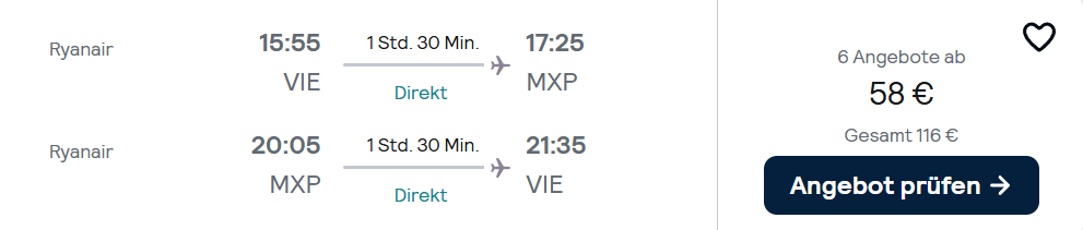 Mailand Flug Angebot