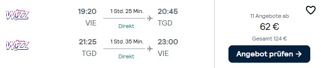 Montenegro Flug Schnäppchen