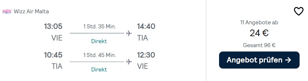 Albanien Flug combi