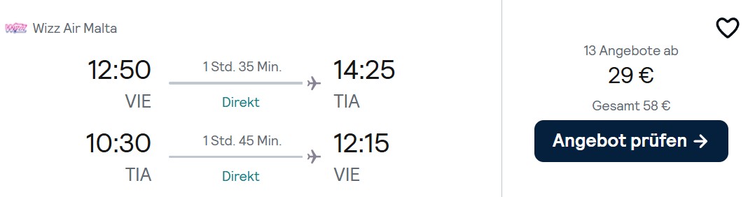 Albanien Flug kombi