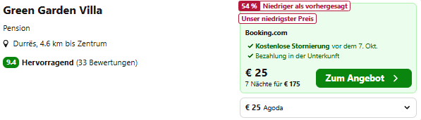 Albanien Hotel Angebot