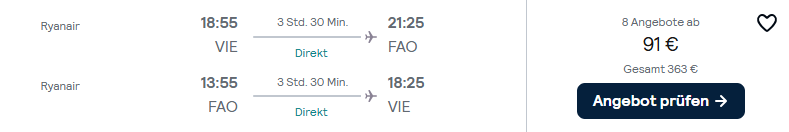 Algarve Flug Angebot
