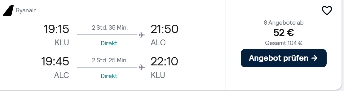 Alicante Flug kombi
