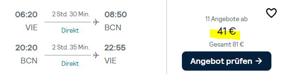 Barcelona Kombi Angebot