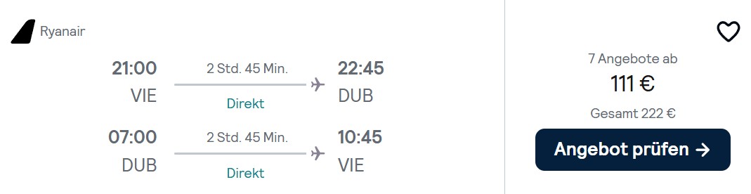 Dublin Flug combi