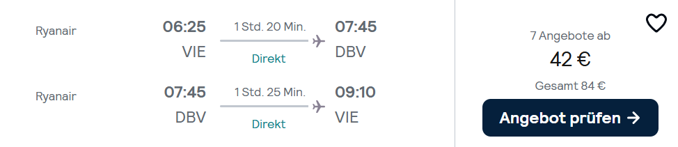 Dubrovnik-Flug-Schnäppchen