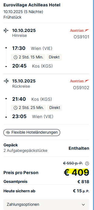 Kos Pauschalangebot