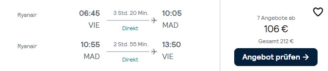 Madrid Flug Schnäppchen