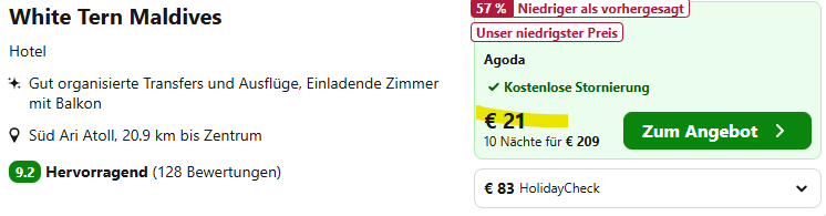 Malediven Hotel Angebot