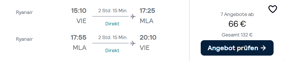 Malta Flug Angebot