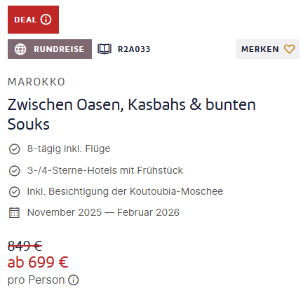 Marokko Rundreise Angebot