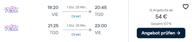 Montenegro Flug Angebot