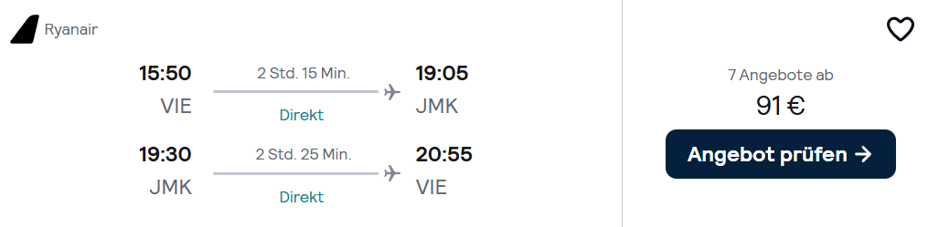 Mykonos Flug Angebot
