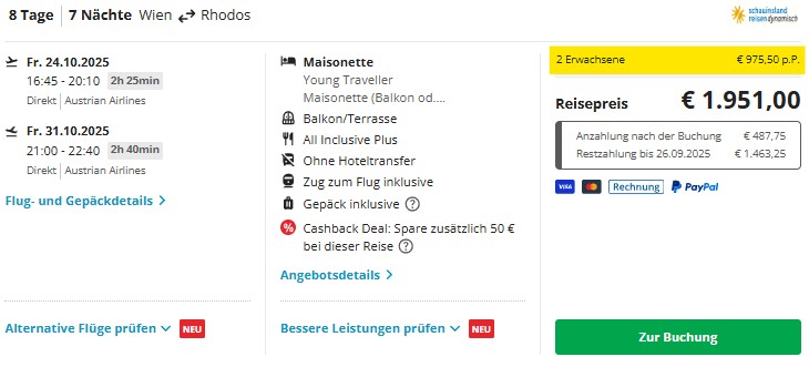 Rhodos Pauschalangebot