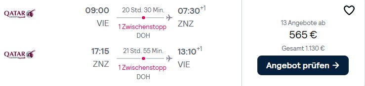 Sansibar Flug