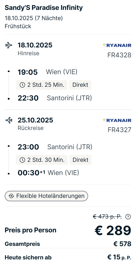 Santorini Reise Angebot
