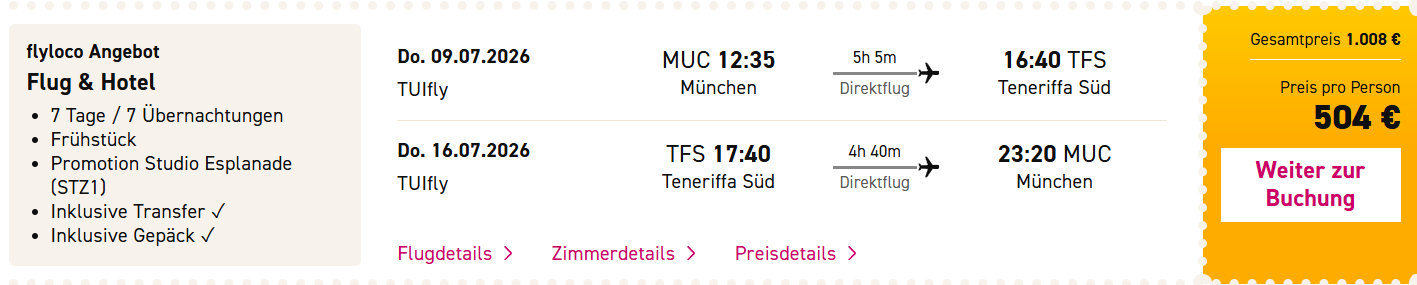 Teneriffa Reise Angebot