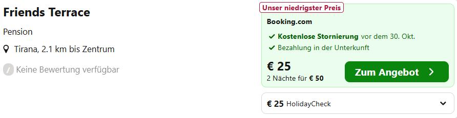 Albanien Hotel Angebot