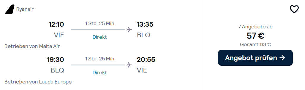 Bologna Flug Angebot