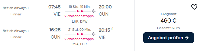 Cancun Flug Angebot