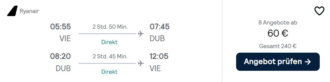 Dublin Flug combi